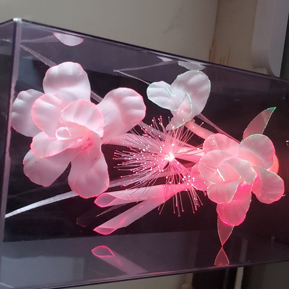80's fiber optic flower w/ music box light